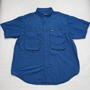 Remington Mens XL Blue Short Sleeve Button-Down Shirt Pockets Breathable